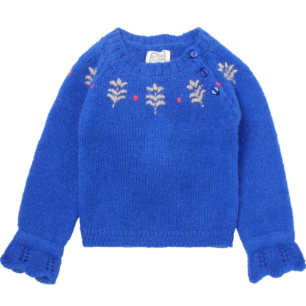 Toddler Girls Blue Knit French Sweater